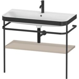 Combinaison lavabo pour meuble Duravit Happy D.2 Plus HP4738O6060 97,5 x 49 cm, 1 trou pour robinetterie, finition taupe satinée, avec console en métal