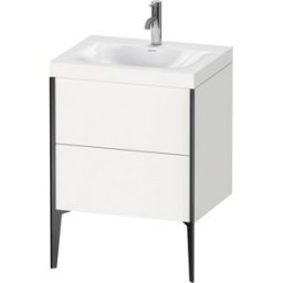 Duravit XViu Table de toilette XV4709OB218C 60x48cm, 2 2000 - out, match3 trou de coulée, noir mat, Cadres C, blanc mat