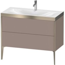 Duravit XViu Table de toilette XV4711OB143P 100x48cm, 2 2000 - out, Match2 trou de coulée, champagne mat, Cadres P, basalte mat