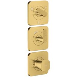 Hansgrohe Axor Citterio C module thermostat 380/120, 49711990 coupe cubique, optique or poli, encastré avec rosaces