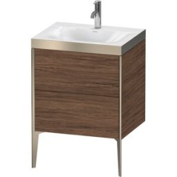 Duravit XViu Table de toilette XV4709OB121P 60x48cm, 2 2000 - out, Match2 trou de coulée, champagne mat, Cadres P, noyer noir