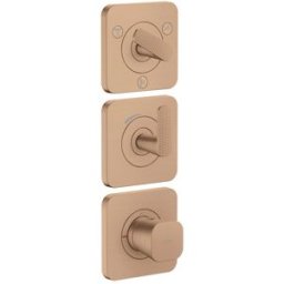Hansgrohe Axor Citterio C module thermostat 380/120, 49711310 coupe cubique, or rouge brossé, encastré, avec rosaces
