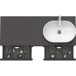 Duravit D-Neo DE4970R4949 140 x 55 cm, Graphite Mat , suspendu, 4 tiroirs, console 2000 , vasque à droite