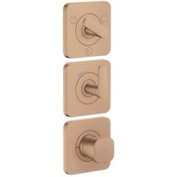 Hansgrohe Axor Citterio C module thermostat 380/120, 49710310 coupe cubique, or rouge brossé, encastré, avec rosaces
