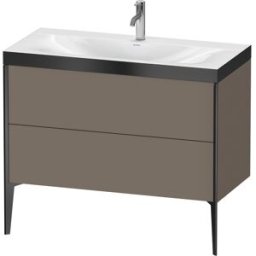 Duravit XViu Table de toilette XV4711OB290P 100x48cm, 2 2000 - out, Match2 trou de coulée, noir mat, Cadres P, flanelle gris mat de soie