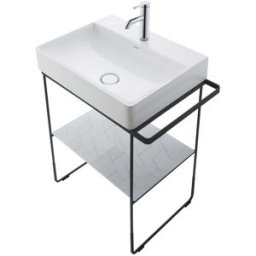 Duravit DuraSquare vasque pour meuble 235350040 50 x 47 cm, sans trop-plein, avec plage de robinetterie, 2 trous pour robinetterie, blanc