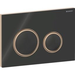 Plaque de déclenchement ronde Geberit Sigma 50 115650SJ1, plaque/bouton noir, anneau or rose, pour chasse d'eau à 2 niveaux