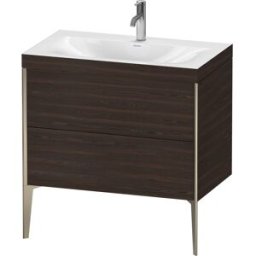 Duravit XViu Table de toilette XV4710OB169C 80x48cm, 2 2000 - out, Match2 trou de coulée, champagne mat, Cadres C, noyer satiné