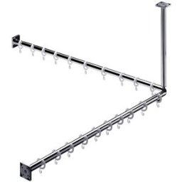 Emco 358700122 Set de douche 1.000 mm (2 x Barre pour rideau de douche, 1 x Set de montage, 1 x Ecoincon, 90°, 1 x Support plafond pour barre, 20 x Anneau de douche)