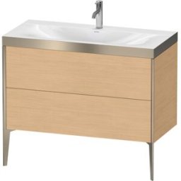 Duravit XViu Table de toilette XV4711OB130P 100x48cm, 2 2000 - out, match3 trou de coulée, champagne mat, Cadres P, Eiche natur
