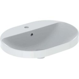 Geberit VariForm bassin 500733002 60x45cm, avec plage de robinetterie, trop - plein, elliptique, KeraTect blanc