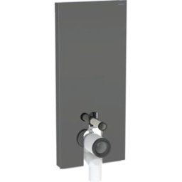 Geberit Monolith module de toilettes au sol 131233JK5 hauteur 114cm, façade en verre lave, côté aluminium chrome noir