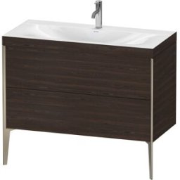 Duravit XViu Table de toilette XV4711OB169C 100x48cm, 2 2000 - out, Match2 trou de coulée, champagne mat, Cadres C, noyer satiné