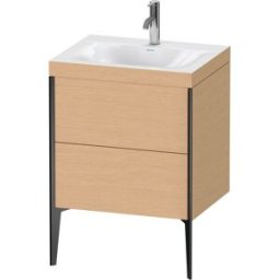 Duravit XViu Table de toilette XV4709OB212C 60x48cm, 2 2000 - out, Match2 trou de coulée, noir mat, Cadres C, chêne brossé