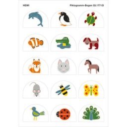 Hewi pictogrammes 33.1771D série animaux, autocollant, multicolore