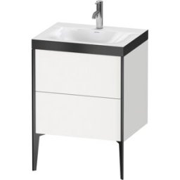 Duravit XViu Table de toilette XV4709OB218P 60x48cm, 2 2000 - out, trou de coulée match3, noir mat, Cadres P, blanc mat