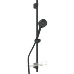Hansabasicjet 4467013333 920 mm, douchette à trois jets, porte-savon, noir mat, d = 18mm
