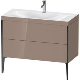 Duravit XViu Table de toilette XV4711OB286C 100x48cm, 2 2000 - out, Match2 trou de coulée, noir mat, Cadres C, cappucino haute brillance