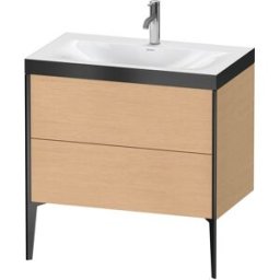 Duravit XViu Table de toilette XV4710OB212P 80x48cm, 2 2000 - out, Match2 trou de coulée, noir mat, Cadres P, chêne brossé