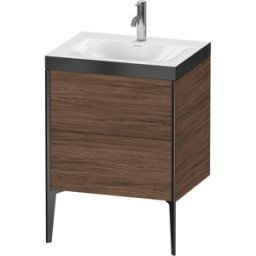 Duravit XViu Table de toilette XV4709OB221P 60x48cm, 2 2000 - out, Match2 trou de coulée, noir mat, Cadres P, noyer noir