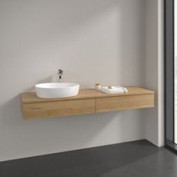 Villeroy und Boch Meuble sous-vasque Villeroy et Boch Antao L15051HN 160x19x50cm, trou pour robinetterie, plan vasque couleur chêne miel, chêne miel