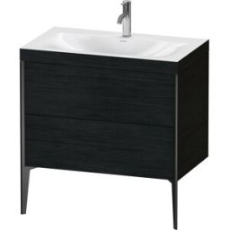 Duravit XViu Table de toilette XV4710OB216C 80x48cm, 2 2000 - out, match3 trou de coulée, noir mat, Cadres C, Eiche schwarz
