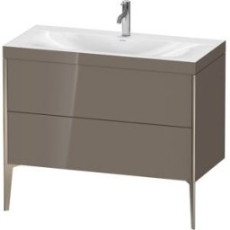 Duravit XViu Table de toilette XV4711OB189C 100x48cm, 2 2000 - out, Match2 trou de coulée, champagne mat, Cadres C, flanelle gris brillant