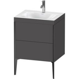 Duravit XViu Table de toilette XV4709OB249C 60x48cm, 2 2000 - out, Match2 trou de coulée, noir mat, Cadres C, graphite mat