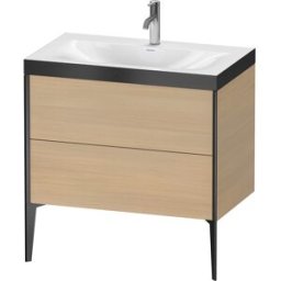 Duravit XViu Table de toilette XV4710OB271P 80x48cm, 2 2000 - out, Match2 trou de coulée, noir mat, Cadres P, le chêne méditerranéen