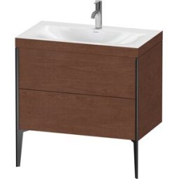 Duravit XViu Table de toilette XV4710OB213C 80x48cm, 2 2000 - out, Match2 trou de coulée, noir mat, Cadres C, Noyer d' Amérique