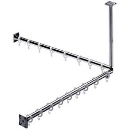 Emco 358700120 Set de douche 800 mm (2 x Barre pour rideau de douche, 1 x Set de montage, 1 x Ecoincon, 90°, 1 x Support plafond pour barre, 16 x Anneau de douche)