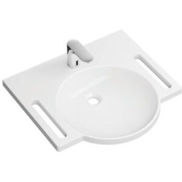 Hewi minérale 950.19.006 avec électronique mitigeur lavabo AQ1.12S20040, avec trou pour robinetterie, sans trop-plein, blanc