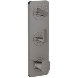 Hansgrohe module thermostat 380/120 UP FS 49701330 encastré, avec plaque pour 2 consommateurs, chrome noir poli