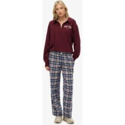 Superdry Femme Pantalon à Carreaux en Coton Avec élastique Blue Taille: 36