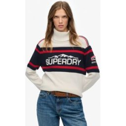 Superdry Femme Pull à col Roulé Après-ski White Taille: 40