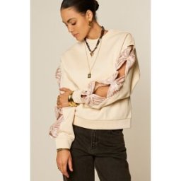 Sweat beige avec nœuds satinés My Jewellery Beige femme