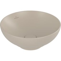 Villeroy und Boch Vasque à poser Villeroy & Boch Loop & friends 4A4500AM Ø 38 cm, sans plage de robinetterie, avec trop-plein, finition CeramicPlus amande