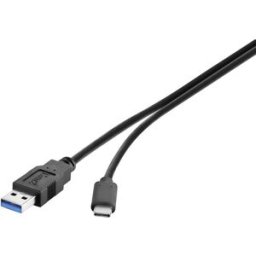 Renkforce Câble USB USB 3.2 Gen1 USB-A mâle, USB-C® mâle 0.50 m noir contacts dorés RF-4381077