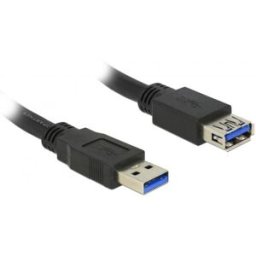 Delock Câble USB USB 3.2 Gen1 USB-A mâle, USB-A femelle 5.00 m noir contacts dorés 85058