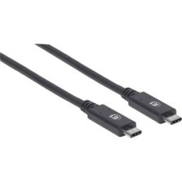 Manhattan Câble USB USB 3.2 Gen1 USB-C® mâle, USB-C® mâle 1.00 m noir connecteur utilisable des deux cotés 355223