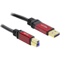 Delock Câble USB USB 3.2 Gen1 USB-A mâle, USB-B mâle 5.00 m rouge, noir contacts dorés, certifié UL 82759