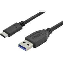 Digitus Câble USB USB 3.2 Gen1 USB-A mâle, USB-C® mâle 1.00 m noir rond, connecteur utilisable des deux cotés, blindage double AK-300136-010-S