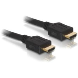 Câble de raccordement Delock HDMI Fiche mâle HDMI-A 2 m noir 84407 rond, blindé, contacts dorés, torsadé Câble HDMI