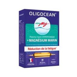 Oligocean Aqua Mag Plasma Marin Hypertonique + Magnésium Marin 20 Unités - Boîte 20 ampoules de 10 ml