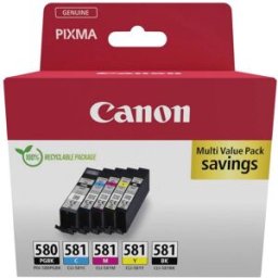 Canon Encre PGI-580 CLI-581 dorigine pack bundle noir, noir, cyan, magenta, jaune 2078C007 Encre
