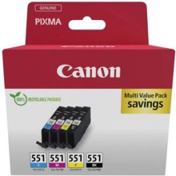 Canon Encre CLI-551 dorigine pack bundle noir, cyan, magenta, jaune 6509B015