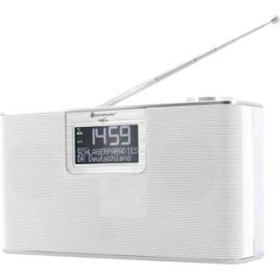 soundmaster DAB700WE Radio de table DAB+, FM AUX, Bluetooth, SD, USB fonction mains libres, avec microphone, fonction réveil blanc