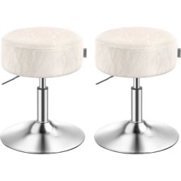 VASAGLE Tabouret de maquillage réglable pivotant en PU pour coiffeuse, Blanc Crème / PU / 2