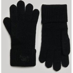 Superdry Femme Côtelée Tricoté Gants, Noir