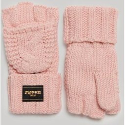 Superdry Femme Tricoté Torsadée Gants, Rose & Noir